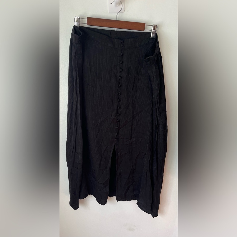 B Skies Are Blue Women’s Plus Size Maxi Skirt Classic Black Button Front Zip 2x